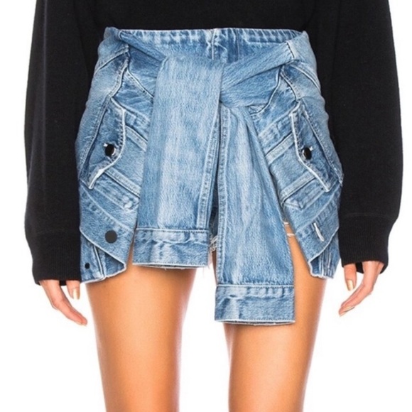Alexander Wang Front Tie Waist Tie Blue Distressed Denim Shorts Size 25 - Picture 1 of 7